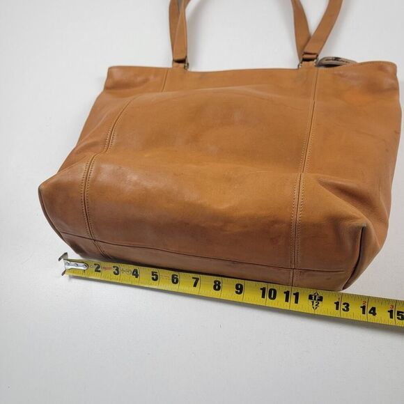 Vintage 90s Coach Leather Tote Bag Purse Brown Leather Carryall - Picture 9 of 16